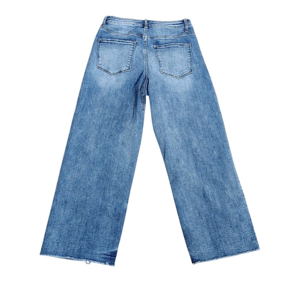 Vervet Olivia Wide Leg Cropped Jeans Size 29 High Rise Raw Hem Capsule Staple - Picture 3 of 10
